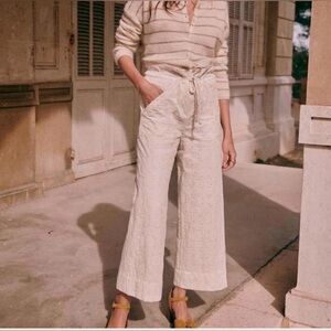 Sézane Jacques Ecru Eyelet Trousers 38/6 NWT